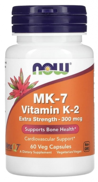 NOW MK-7 Vitamin K-2 Extra Strength 300 мкг 60 капсул