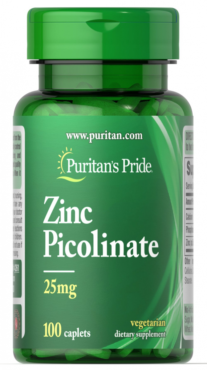 картинка Puritan's Pride Zinc Picolinate 25 мг, 100 таб от интернет-магазин спортивного питания ВИТАМИНПРО.РФ