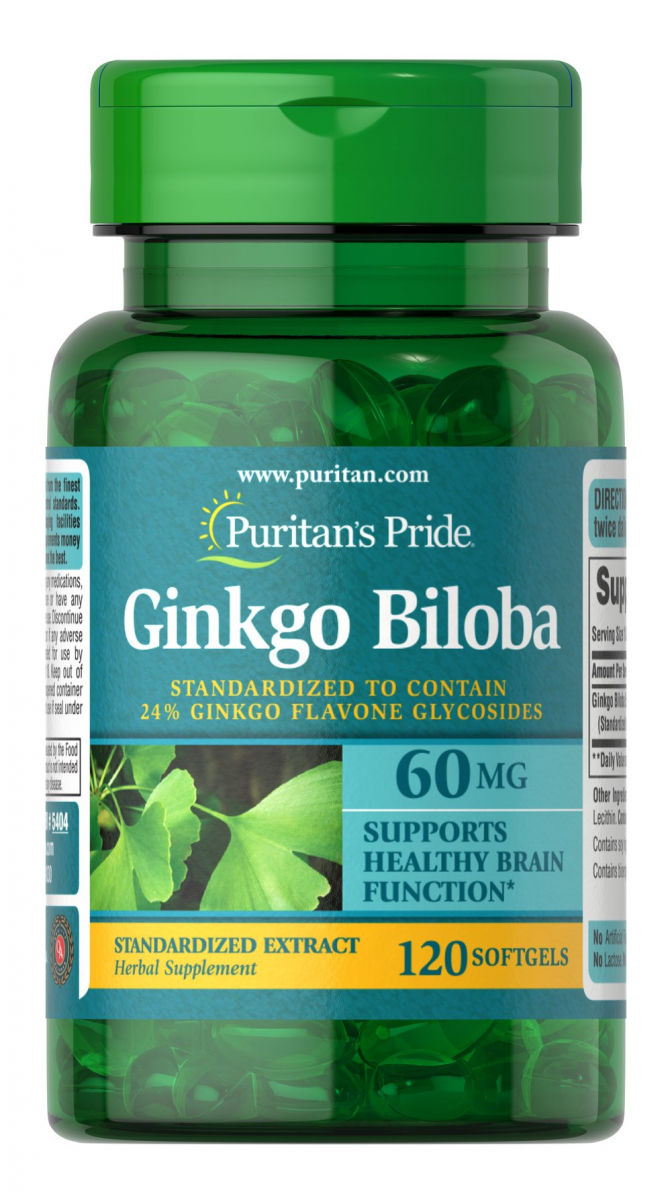 картинка Puritan's Pride Ginkgo Biloba 120 мг, 100 капс от интернет-магазин спортивного питания ВИТАМИНПРО.РФ