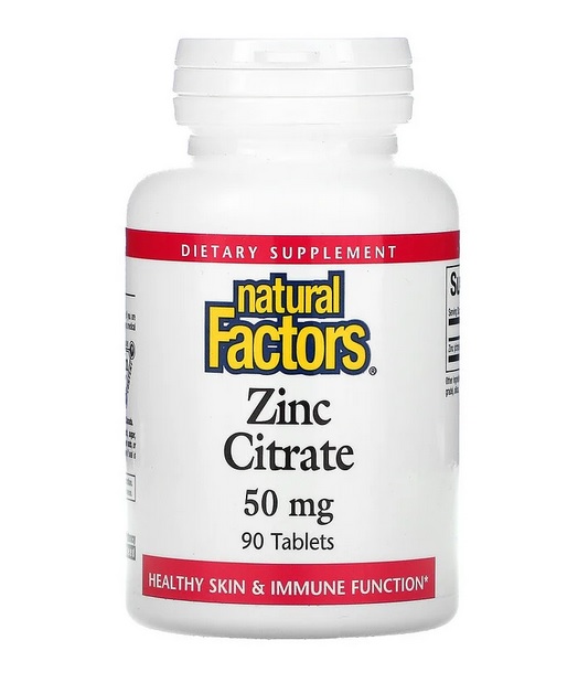 картинка Natural Factors Citrate Zinc 50 мг, 90 таб от интернет-магазин спортивного питания ВИТАМИНПРО.РФ