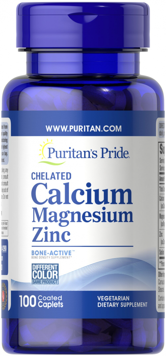 картинка Puritan's Pride Chelated Calcium Magnesium Zinc, 100 капс от интернет-магазин спортивного питания ВИТАМИНПРО.РФ