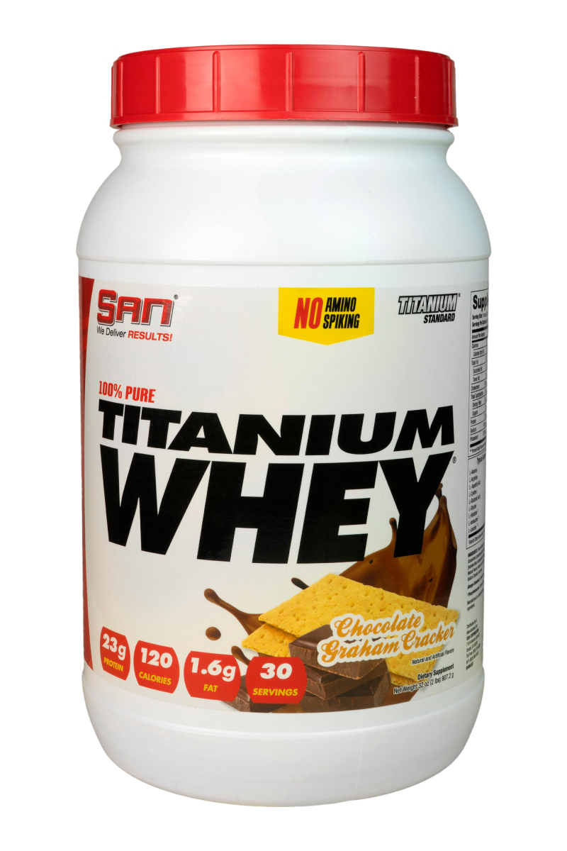 картинка SAN 100% Pure Titanium Whey, 909 г от интернет-магазин спортивного питания ВИТАМИНПРО.РФ