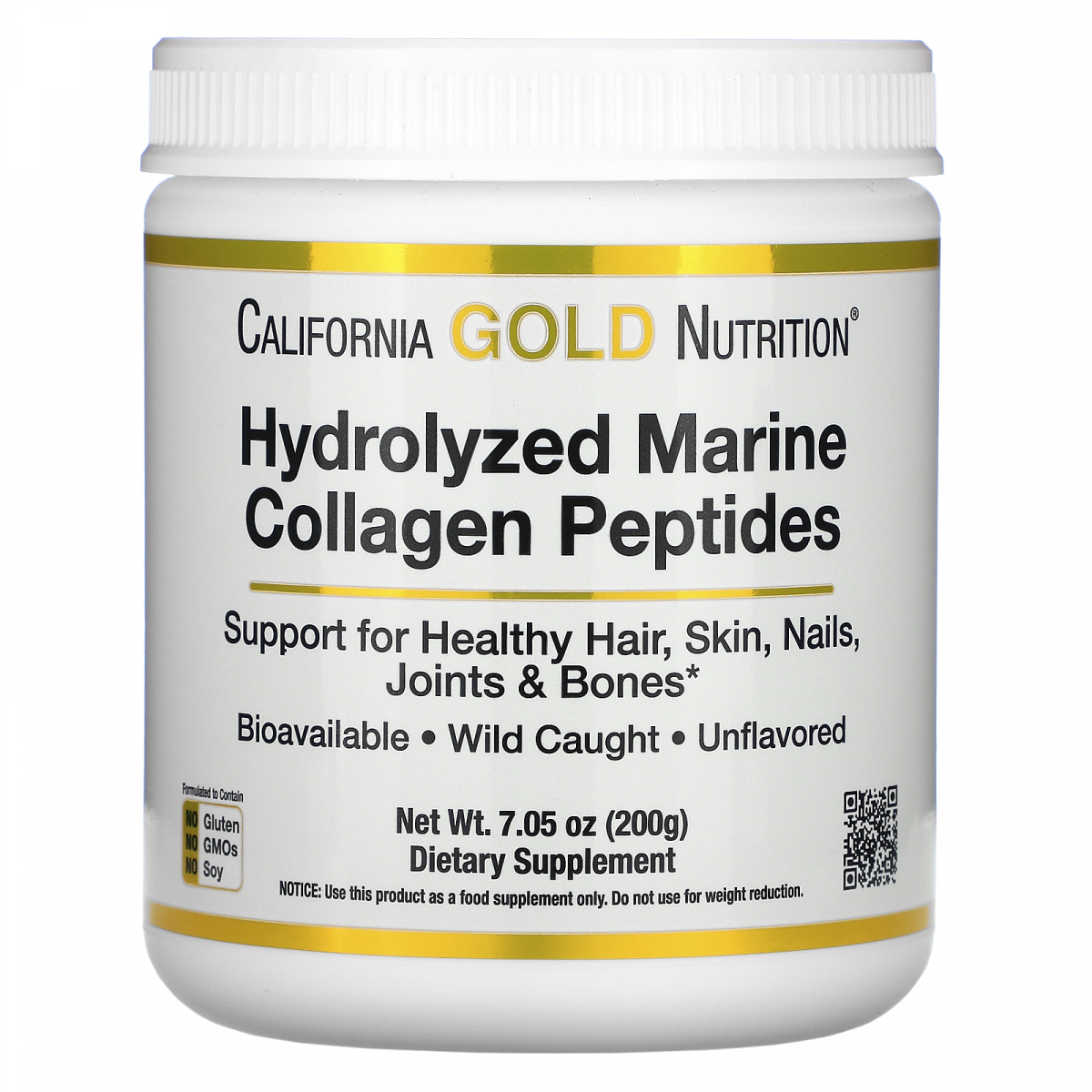 картинка California Gold Nutrition Hydrolyzed Marine Collagen, 200 г от интернет-магазин спортивного питания ВИТАМИНПРО.РФ