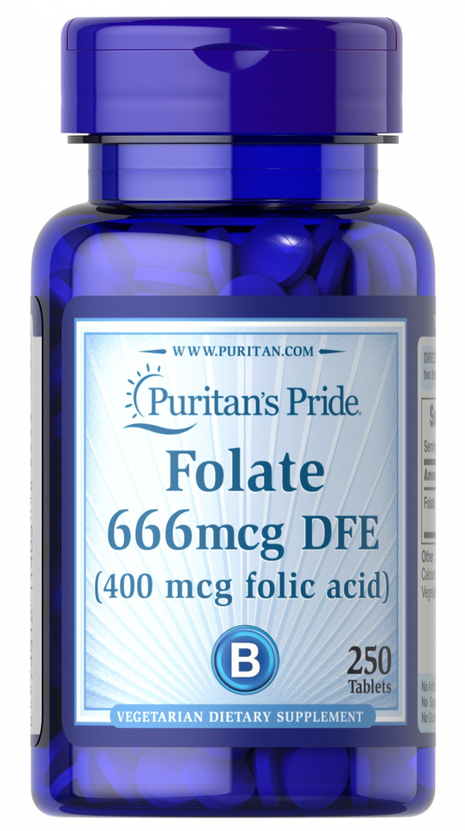 картинка Puritan's Pride Folic Acid 400 мкг, 250 таб от интернет-магазин спортивного питания ВИТАМИНПРО.РФ