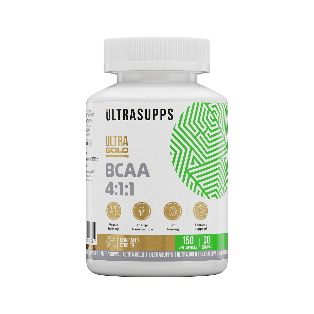 картинка UltraSupps Ultra Gold BCAA 4:1:1, 150 капс от интернет-магазин спортивного питания ВИТАМИНПРО.РФ