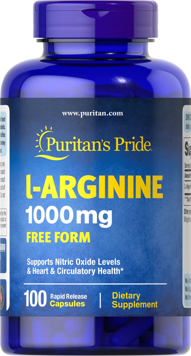 картинка Puritan's Pride L-Arginine 500 мг, 100 капс от интернет-магазин спортивного питания ВИТАМИНПРО.РФ
