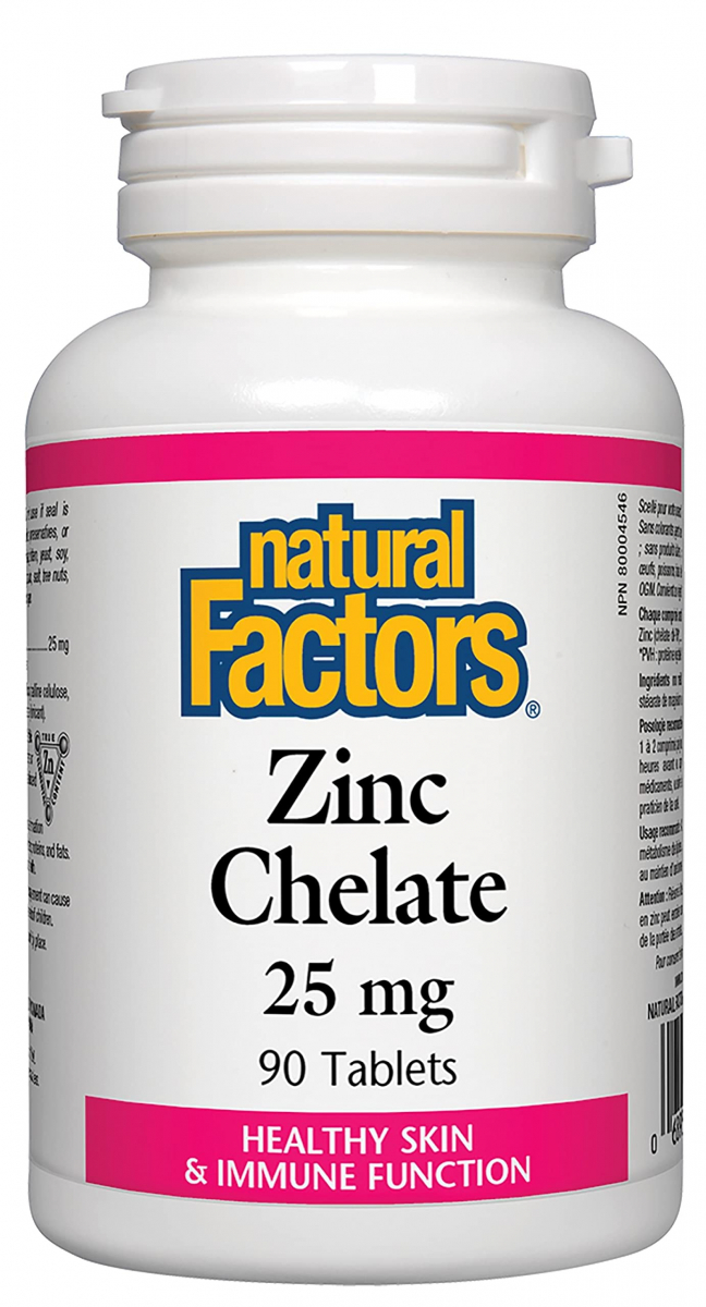 картинка Natural Factors Zinc Chelate 25 мг, 90 таб от интернет-магазин спортивного питания ВИТАМИНПРО.РФ