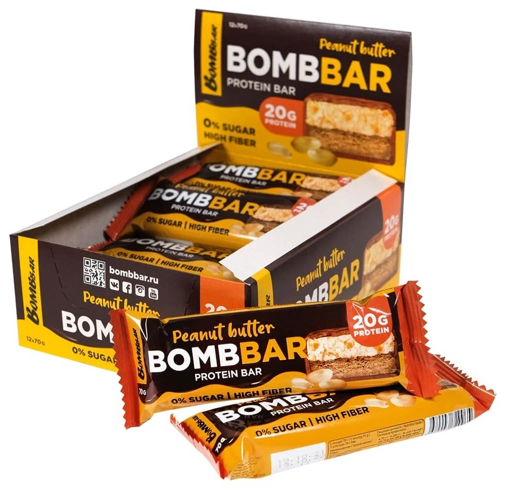 картинка BombBar Protein Bar, 70 г от интернет-магазин спортивного питания ВИТАМИНПРО.РФ