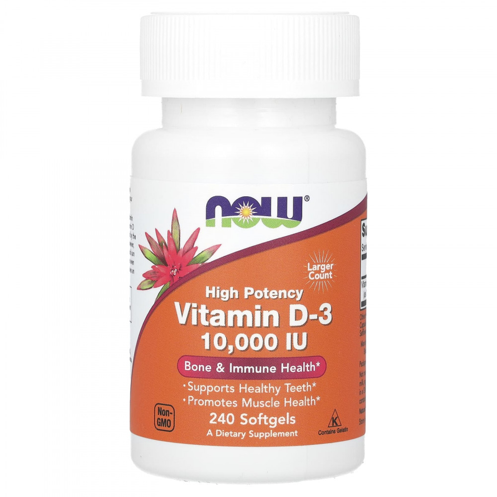 картинка NOW Vitamin D-3, 10.000 IU, 240 капс от интернет-магазин спортивного питания ВИТАМИНПРО.РФ
