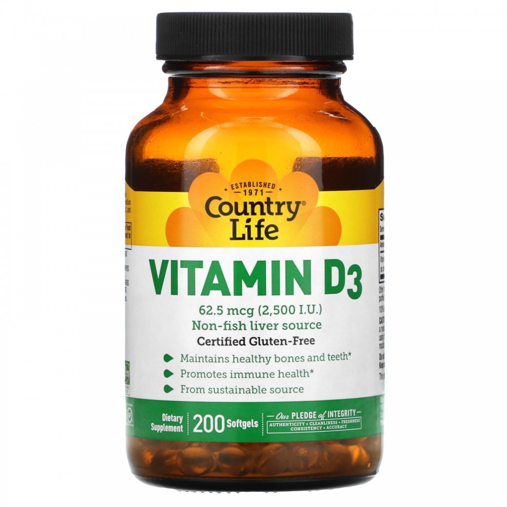 картинка Country Life Vitamin D3 2500, 200 капс от интернет-магазин спортивного питания ВИТАМИНПРО.РФ