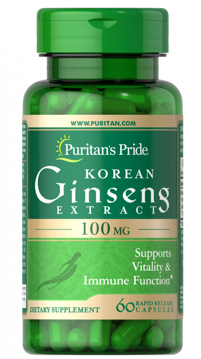 картинка Puritan's Pride Korean Ginseng 100 мг, 60 капс от интернет-магазин спортивного питания ВИТАМИНПРО.РФ