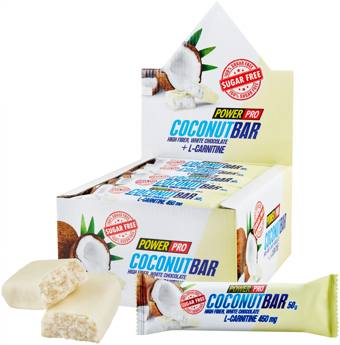 картинка Power Pro Coconut Bar + L-Carnitine, 50 г от интернет-магазин спортивного питания ВИТАМИНПРО.РФ
