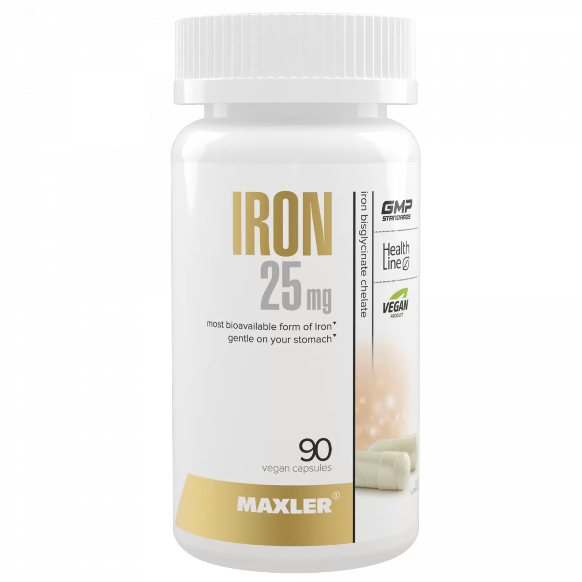 картинка Maxler Iron Bisglycinate Chelate 25 мг, 90 капс от интернет-магазин спортивного питания ВИТАМИНПРО.РФ