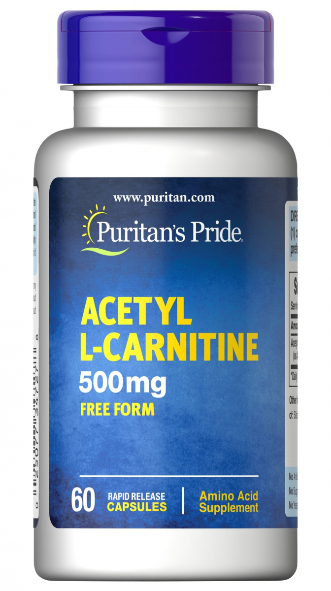 картинка Puritan's Pride Acetyl L-Carnitine 500 мг, 60 капс от интернет-магазин спортивного питания ВИТАМИНПРО.РФ